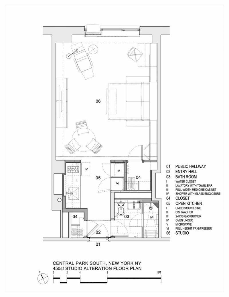 Efficient Studio Apartment by Lilian H Weinreich Architects