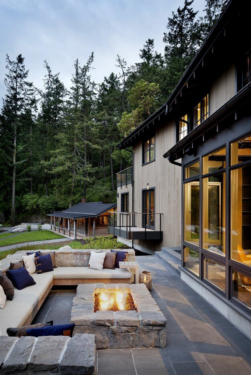 Retreat by DeForest Architects, outdoor, fireplace
