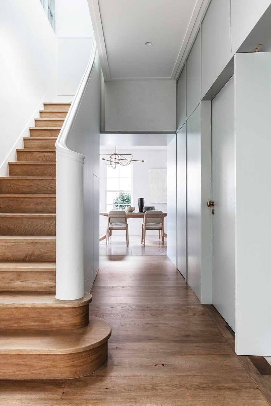 Darling Point House - Alteration and Addition of an Existing Victorian Cottage, Staircase With View To Dining Room
