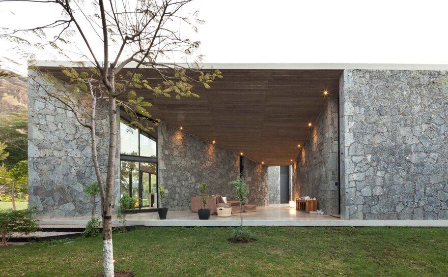 MA House Stone Retreat Stands at the Foot of Tepozteco Mountain