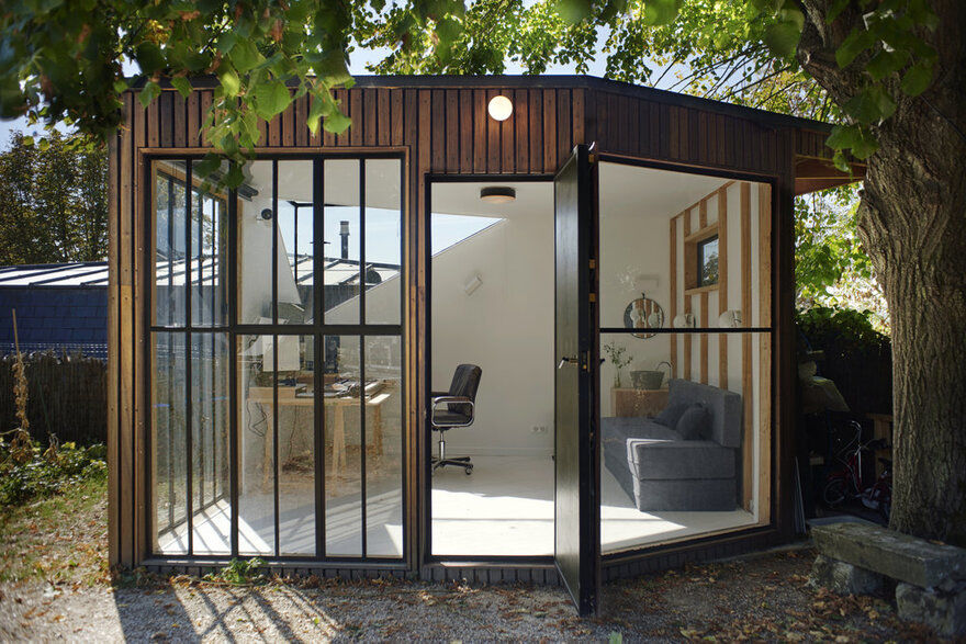 Old Tool Shed Transformed into an Intimate Studio for a Music Composer