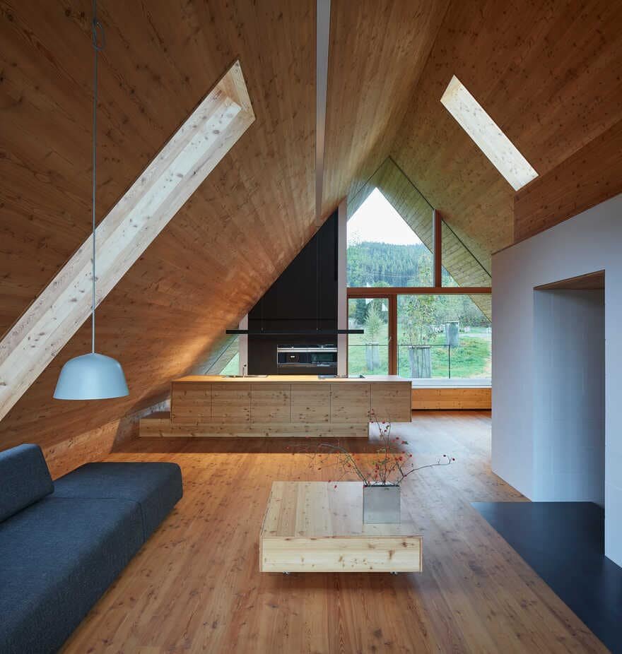 living room, kitchen, Pavel Míček Architects