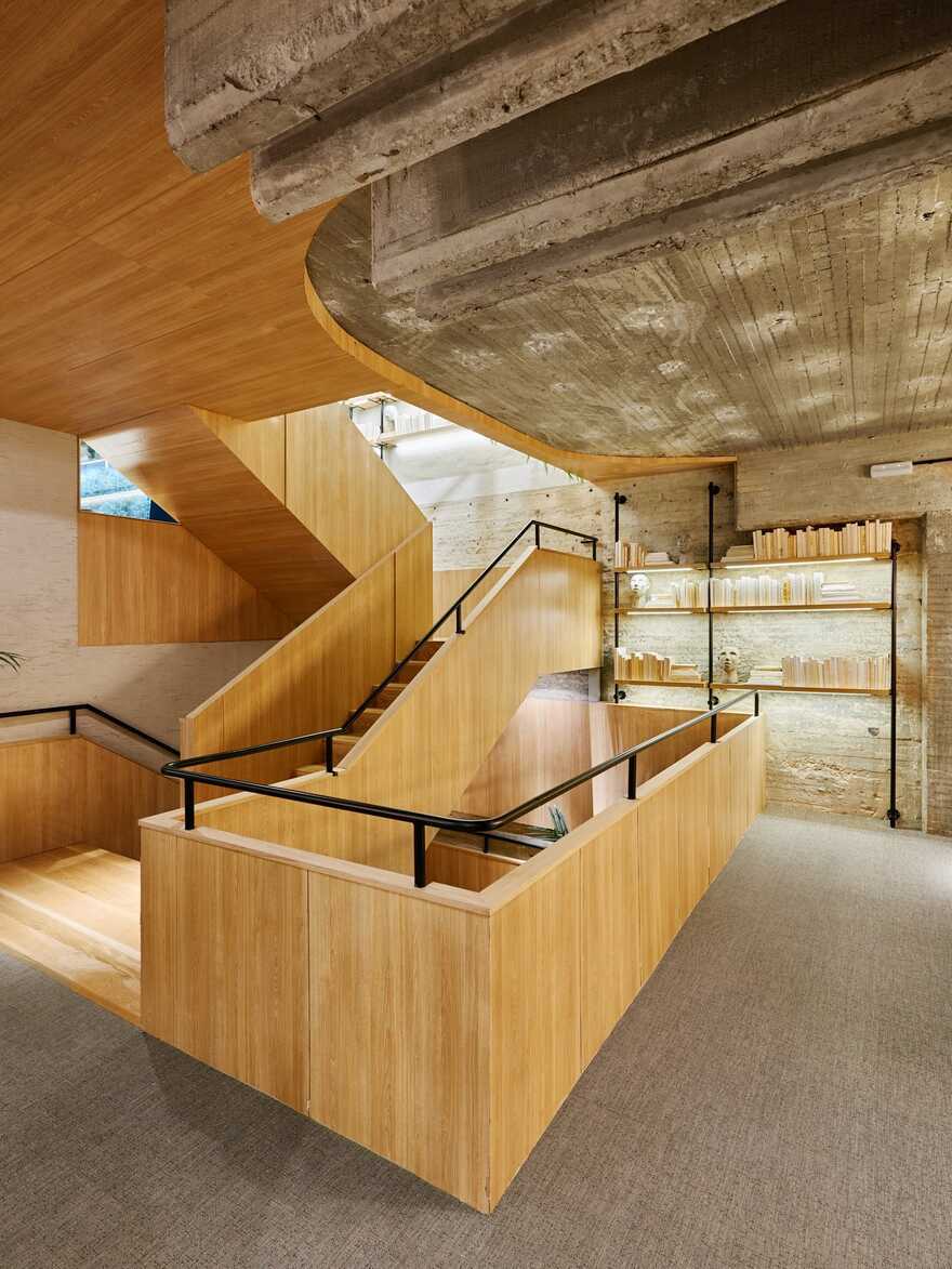 staircase, concrete+wood