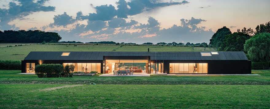 A Contemporary Hampshire Barn Set within a Landscape of Fields and Woods