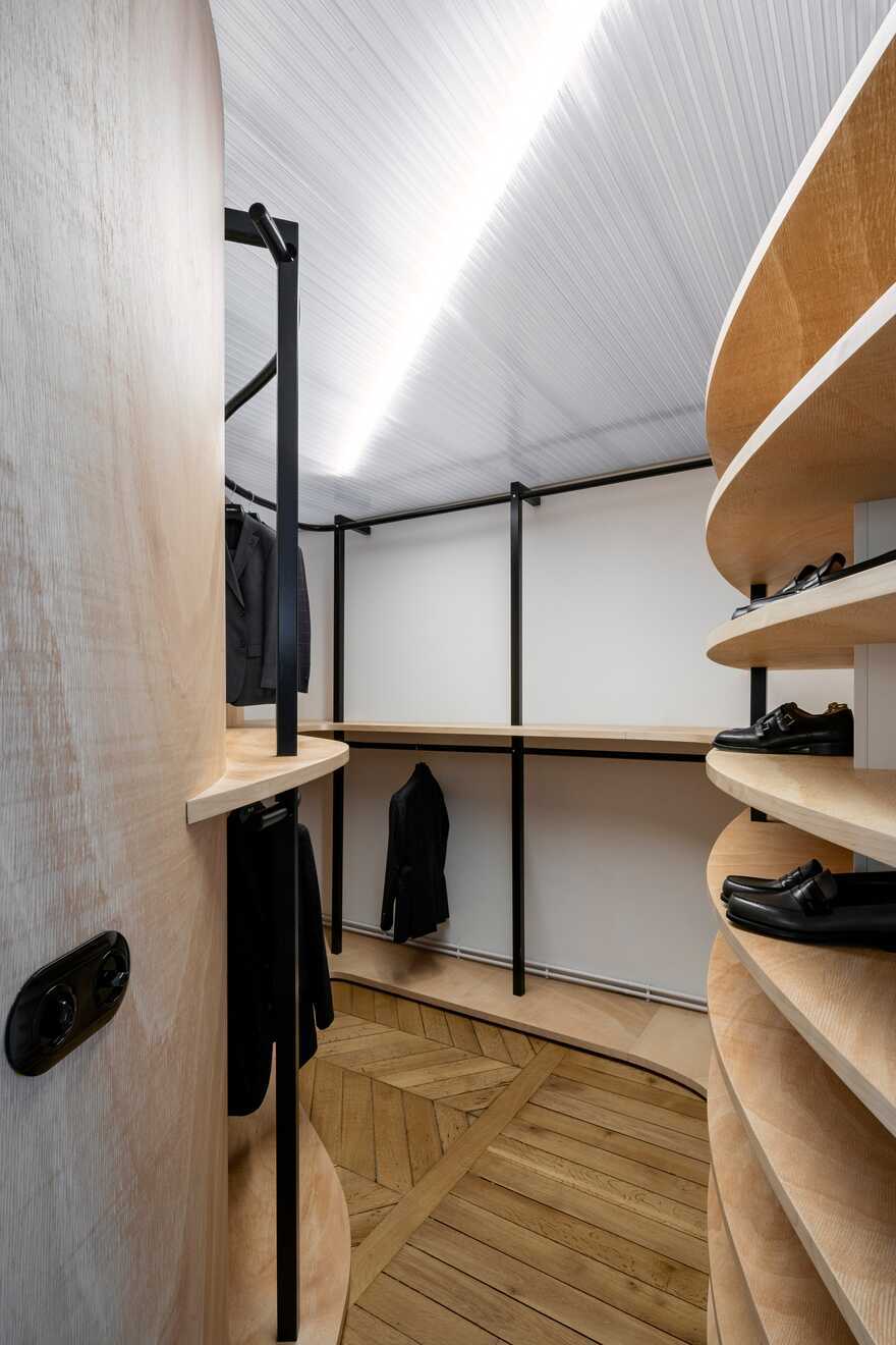 Haussmannian Parisian Apartment - Wood Ribbon by Toledano+Architects