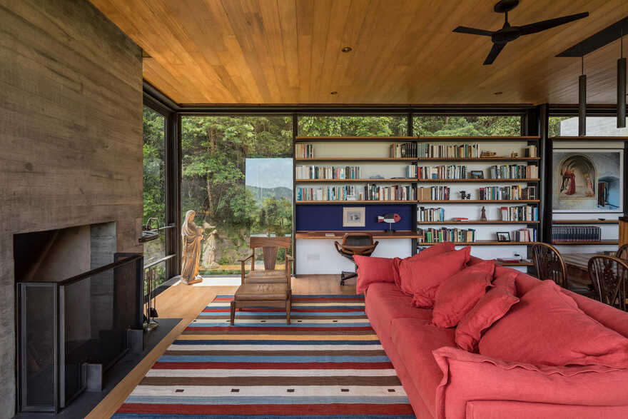 living room, Private Retreat Adjacent to the Tijuca National Park, Olson Kundig