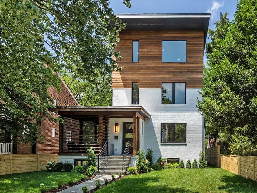 Chevy Chase House, a Butterfly roof & Cascading Wood Siding Transforms This Home in DC