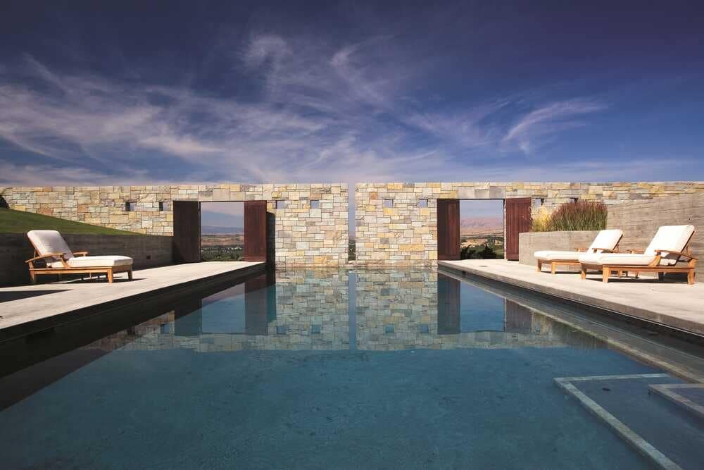 Stuart Silk Architects, Modern Stone Farmhouse, pool