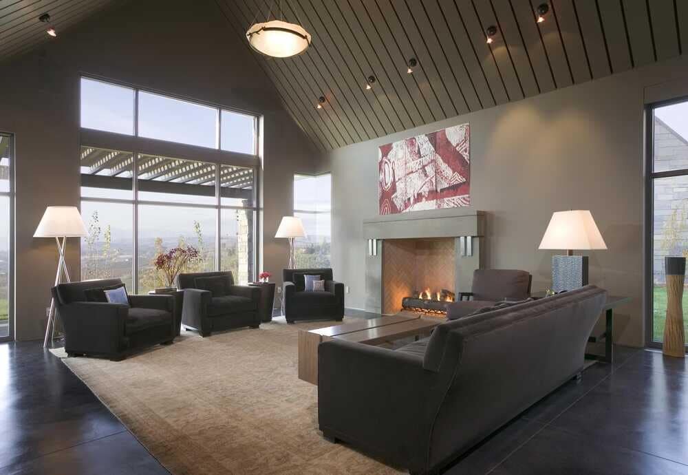 Stuart Silk Architects, Modern Stone Farmhouse, living room