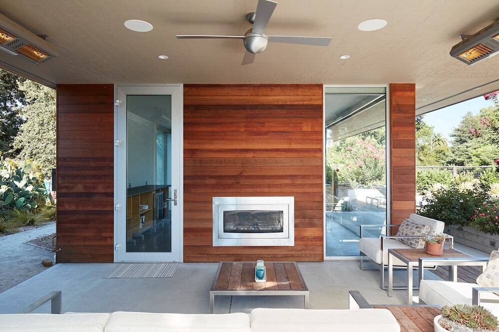 terrace with fireplace, Klopf Architecture