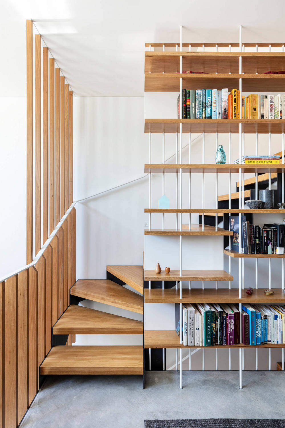 contemporary wood staircase, Anderson Architecture