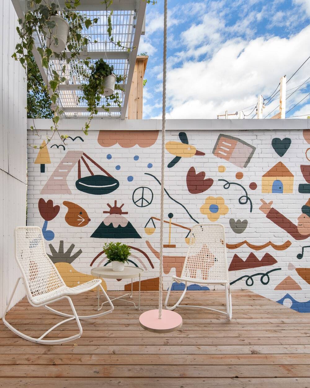 Inner courtyard with mural by Artist Marc-Olivier Lamothe