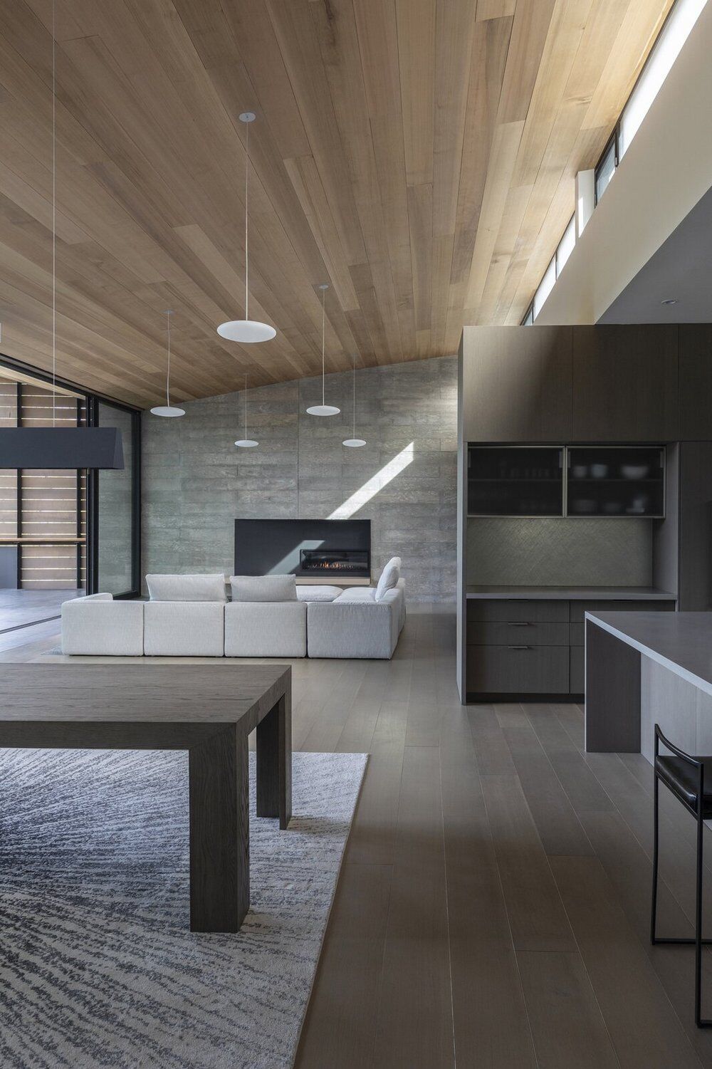 living room, kitchen, dining area, Faulkner Architects