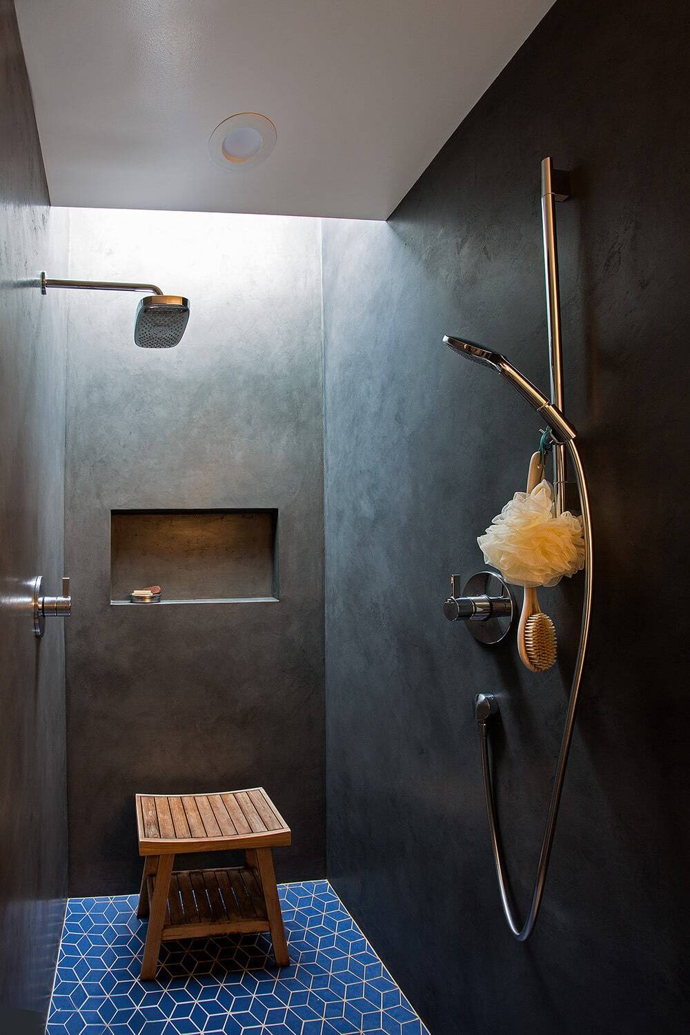 shower, An 800-square-foot home in Seattle's Central Area designed to be part primary dwelling, part urban oasis