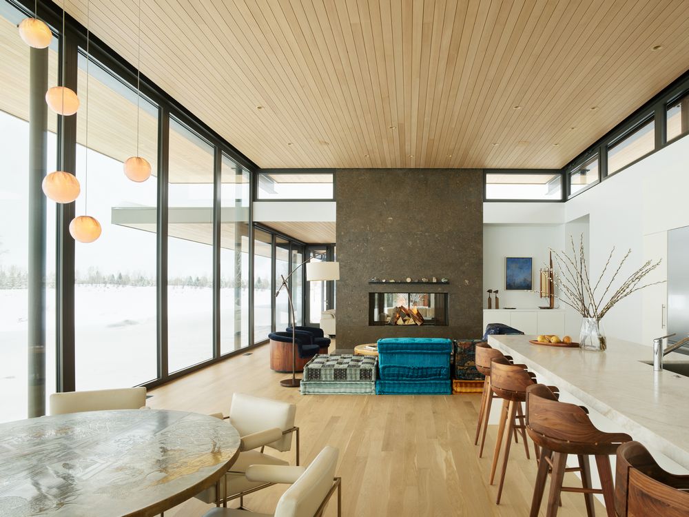 living space, dining area, fireplace, CLB Architects