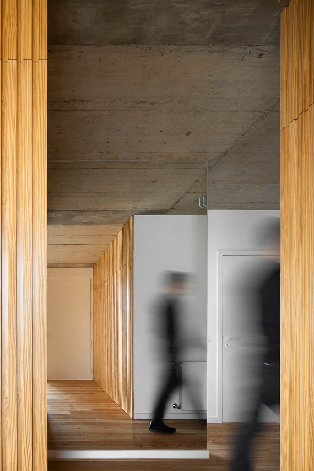 Concrete and Riga Wood Create Interior Confort in a Rural House