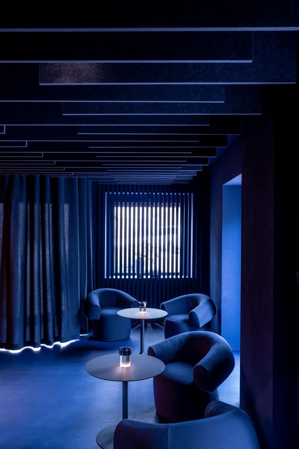 The "Blue Lounge" of the 2 Michelin Stars Restaurant Agli Amici 1887