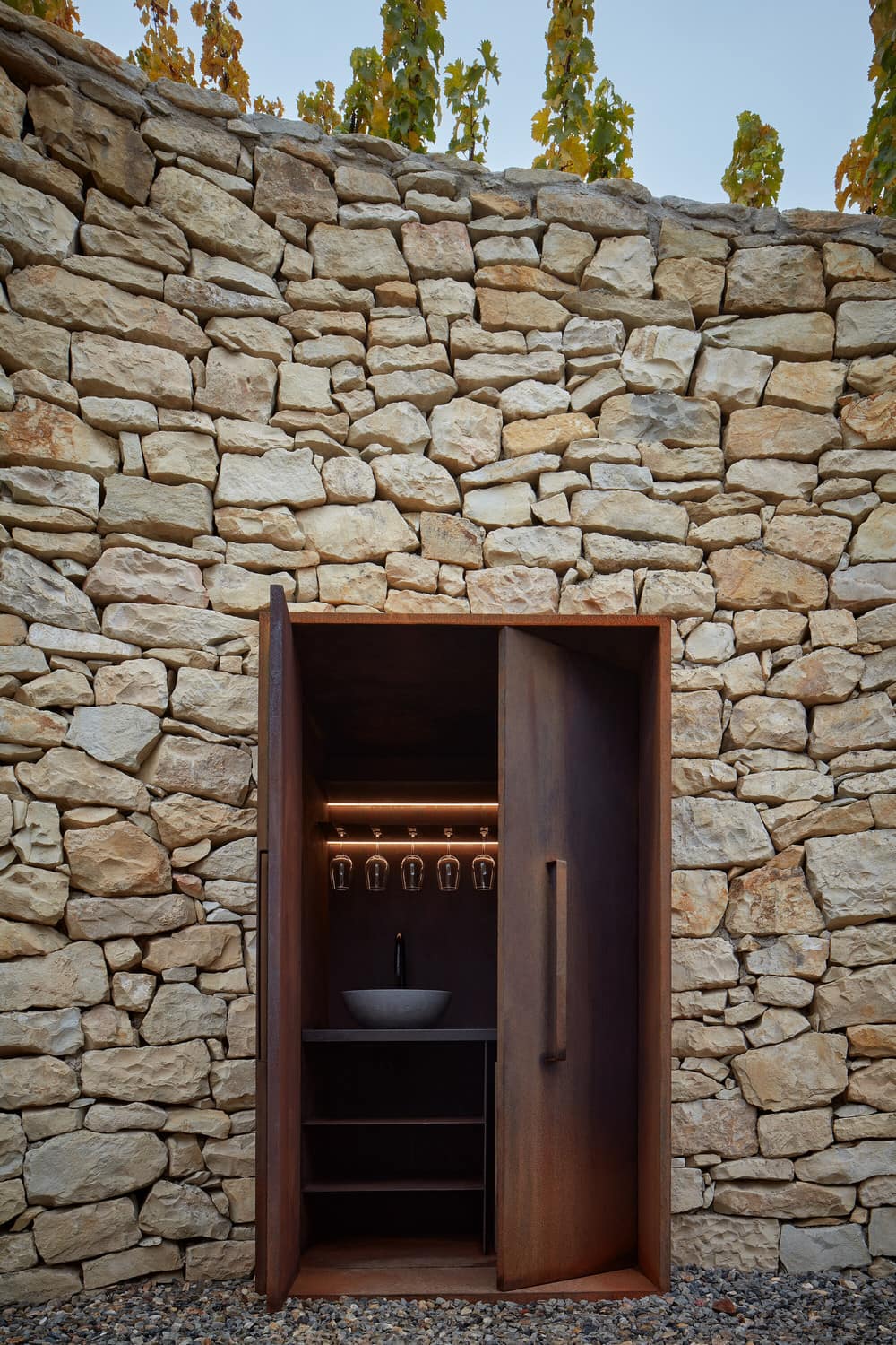 stone wall, wineyard, Marco Maio Architects