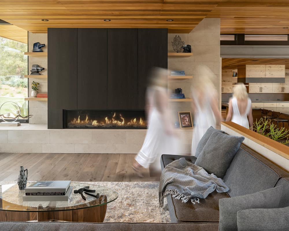 living area, fireplace / ANX / Aaron Neubert Architects