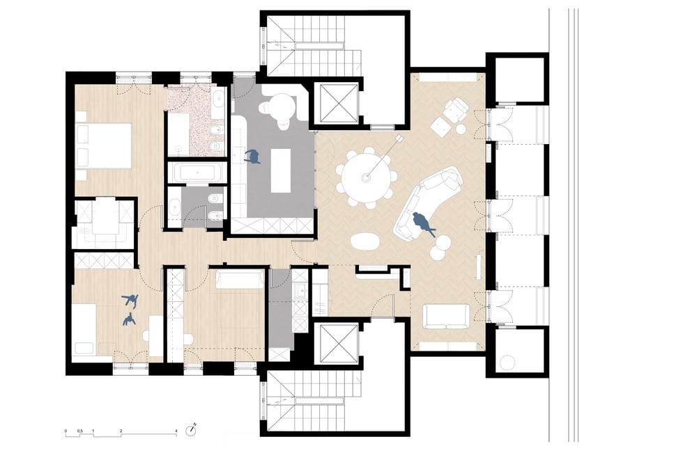 floor plan, Arches and Patterns Apartment in Milan