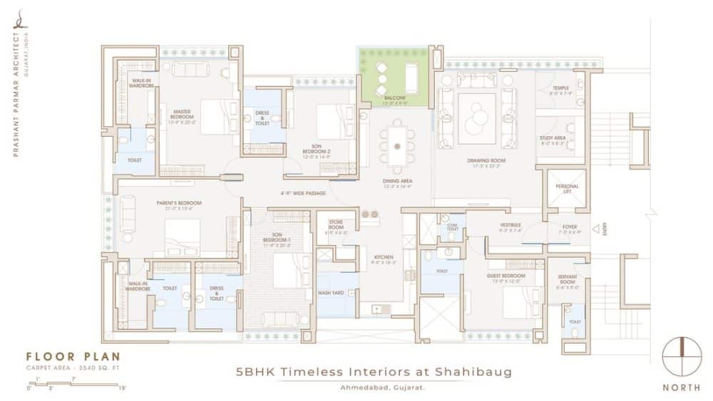 floor plan, 5BHK Apartment, Prashant Parmar Architect | Shayona Consultants