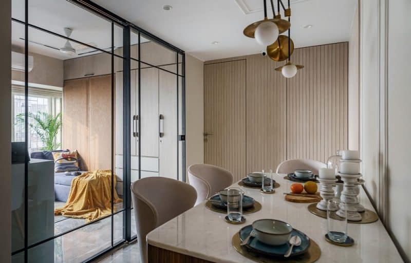 interiors, dining room, Jogani Apartment / Naksh Studio